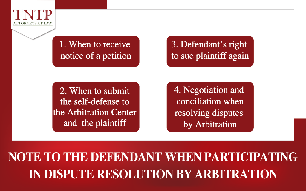 Note to the defendant when participating in dispute resolution by arbitration