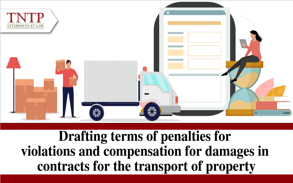 Drafting terms of penalties for violations and compensation for damages in the contracts for the transport of property