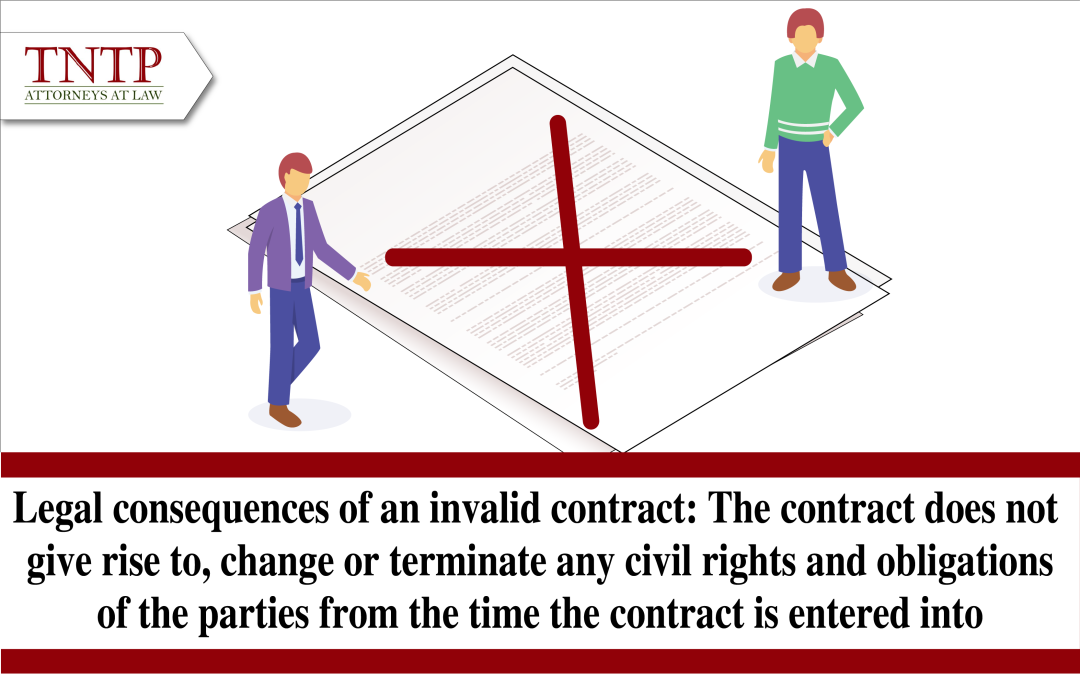 Legal consequences of an invalid contract: The contract does not give rise to, change, or terminate any civil rights and obligations of the parties from the time the contract is entered into